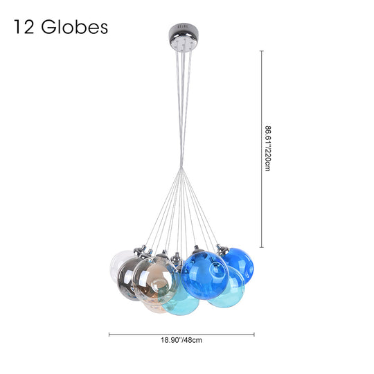 Modern Multi-Color Glass Cluster Pendant Chandelier