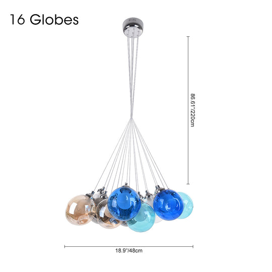 Modern Multi-Color Glass Cluster Pendant Chandelier