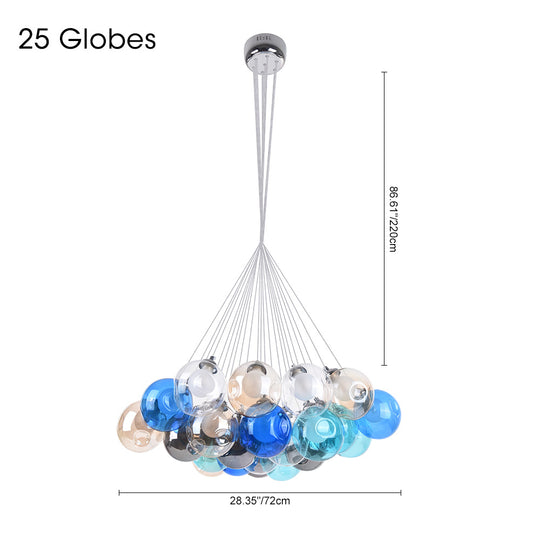 Modern Multi-Color Glass Cluster Pendant Chandelier