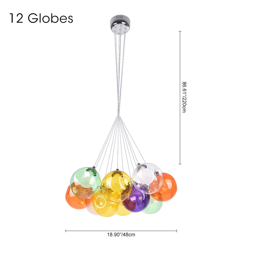 Modern Multi-Color Glass Cluster Pendant Chandelier
