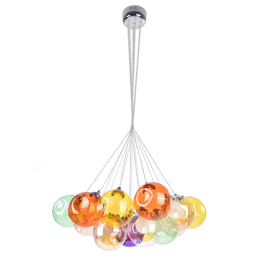 Modern Multi-Color Glass Cluster Pendant Chandelier