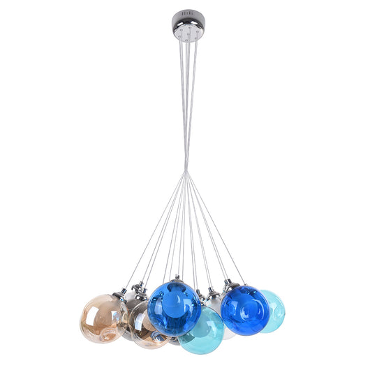 Modern Multi-Color Glass Cluster Pendant Chandelier