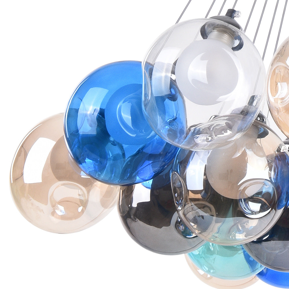 Modern Multi-Color Glass Cluster Pendant Chandelier