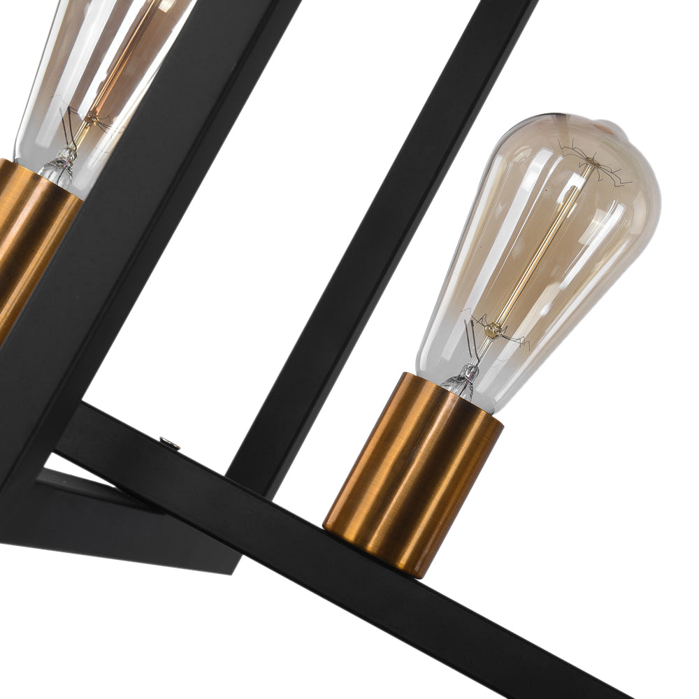 Modern Six Lights Black Rectangular Chandelier