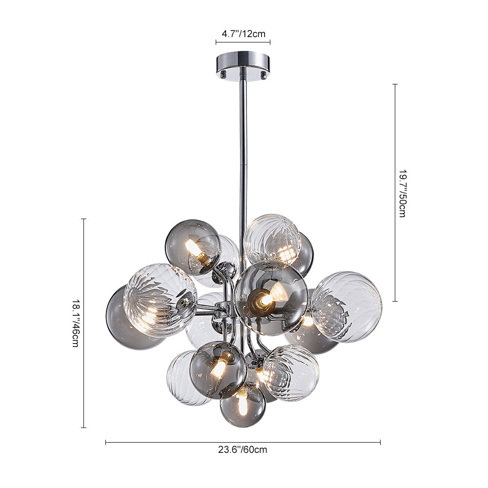 Modern Tiered Smoky Glass Bubble Chandelier