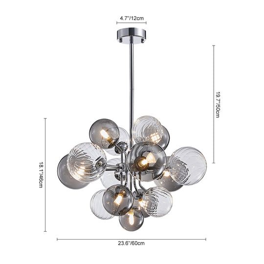 Modern Tiered Smoky Glass Bubble Chandelier