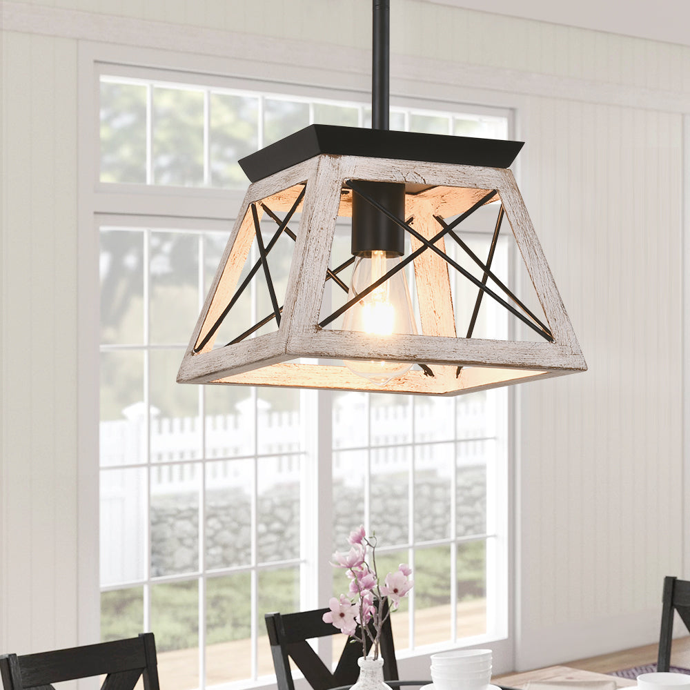 Single Light Square Rustic Pendant Lighting