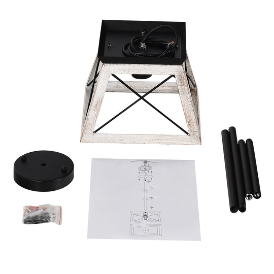 Single Light Square Rustic Pendant Lighting
