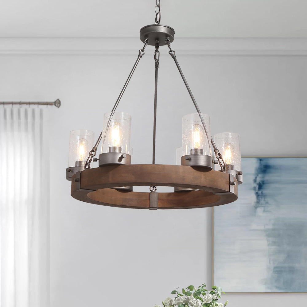 Wooden Wagon Wheel Light