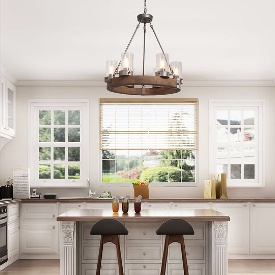 Wooden Wagon Wheel Light