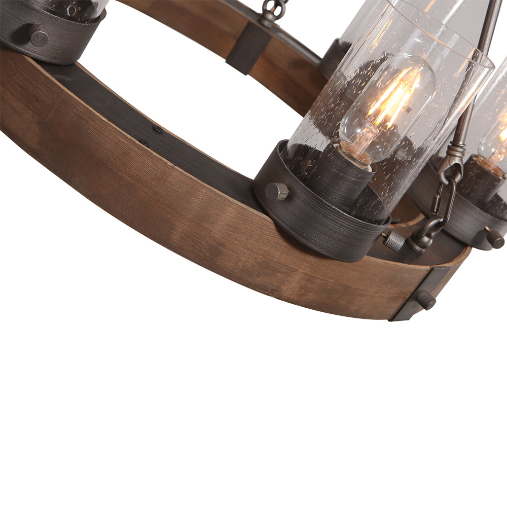 Wooden Wagon Wheel Light