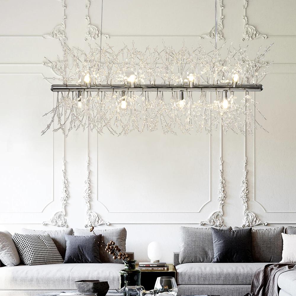 PendantLightia-12-Light Crystal Linear Chandelier-Chandeliers-Chrome-