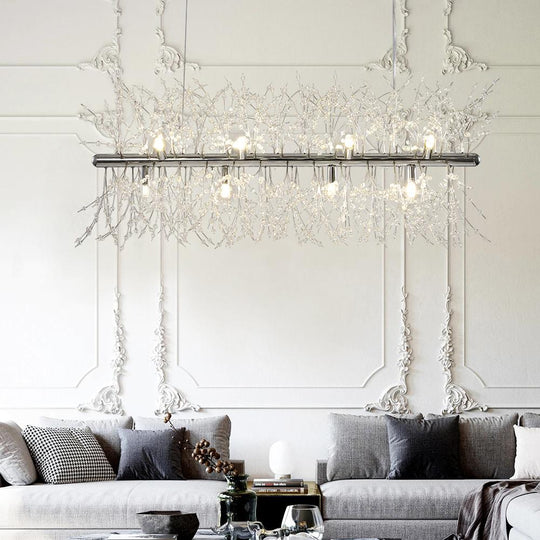 PendantLightia-12-Light Crystal Linear Chandelier-Chandeliers-Chrome-