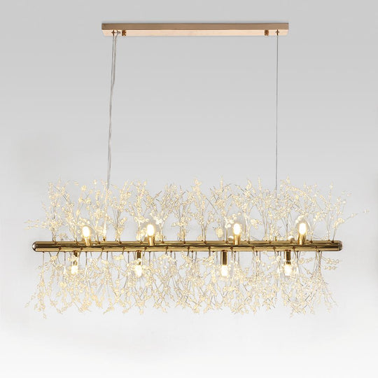PendantLightia-12-Light Crystal Linear Chandelier-Chandeliers-Gold-