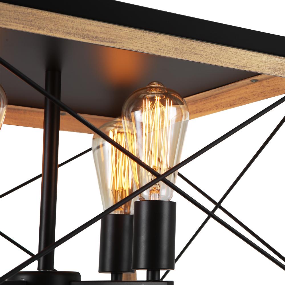 PendantLightia-4-Light Square Kitchen Island Rustic Chandeliers-Chandeliers-Brown-