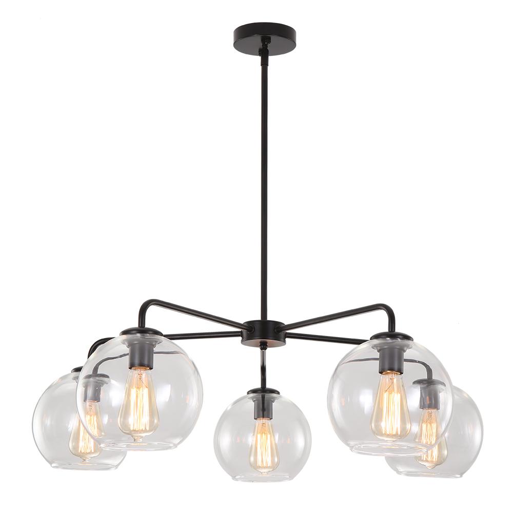 PendantLightia-5-light Glass Bubble Sputnik Light Fixture-Pendants-Black-