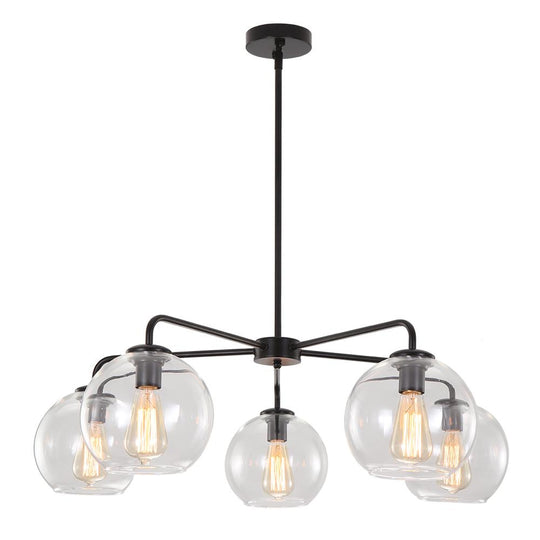 PendantLightia-5-light Glass Bubble Sputnik Light Fixture-Pendants-Black-