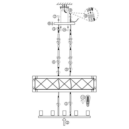 PendantLightia-5-Light Wooden Rectangular Rustic Farmhouse Chandelier-Chandeliers-Default Title-