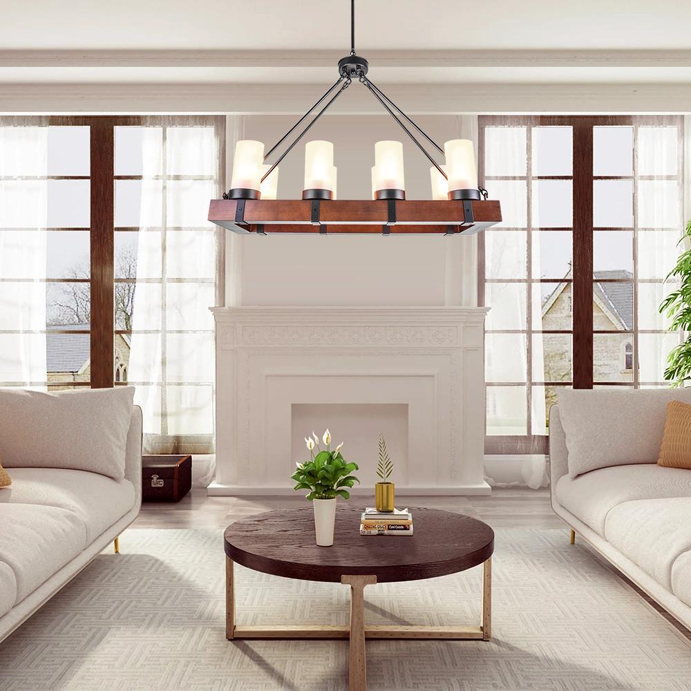 PendantLightia-8-Light Wood Farmhouse Chandelier-Chandeliers-Default Title-