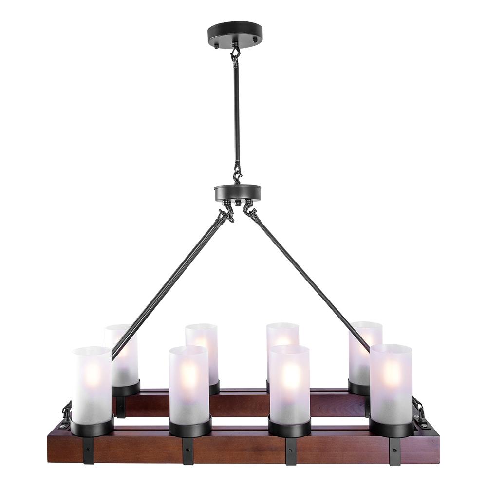 PendantLightia-8-Light Wood Farmhouse Chandelier-Chandeliers-Default Title-