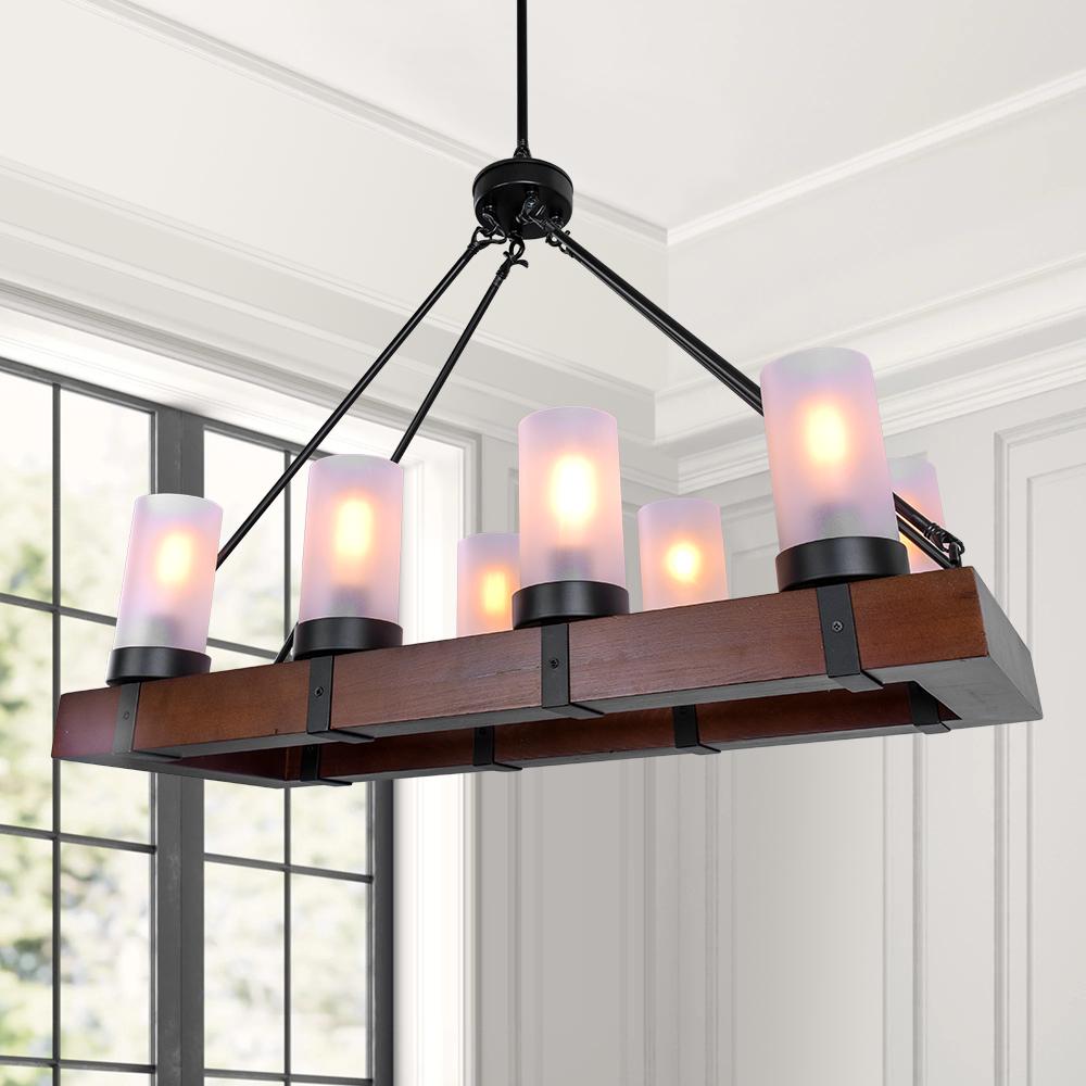 PendantLightia-8-Light Wood Farmhouse Chandelier-Chandeliers-Default Title-