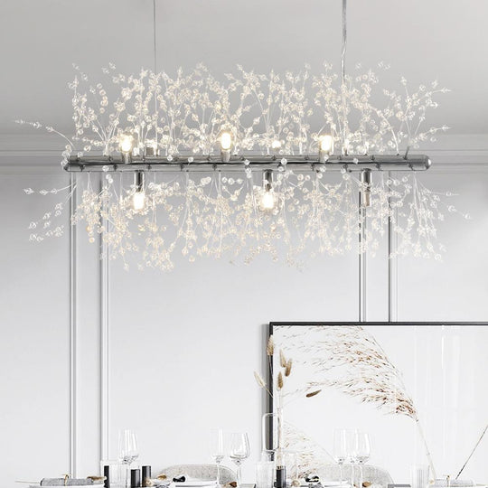 PendantLightia-9-light Linear Modern Crystal Chandelier-Chandeliers-Chrome-