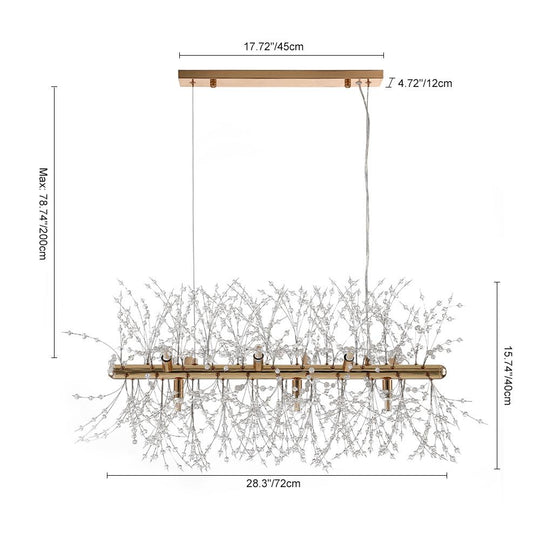 PendantLightia-9-light Linear Modern Crystal Chandelier-Chandeliers-Chrome-
