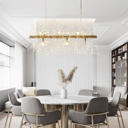 PendantLightia-9-light Linear Modern Crystal Chandelier-Chandeliers-Gold-