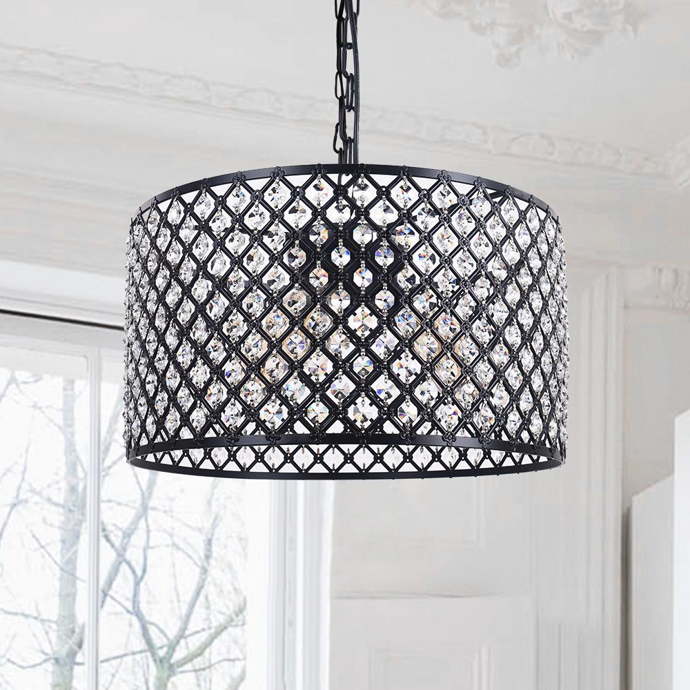 PendantLightia-Contemporary 3-light Crystal Drum Pendant Lighting-Pendants-Default Title-