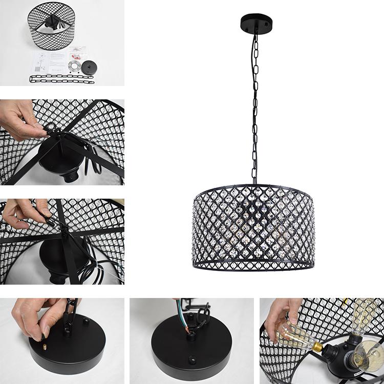 PendantLightia-Contemporary 3-Light Crystal Drum Pendant Lighting-Pendants-Default Title-