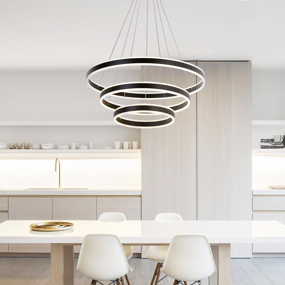 PendantLightia-Contemporary Minimalist Multi-Ring Led Circle Light-Pendants-1 Ring-White