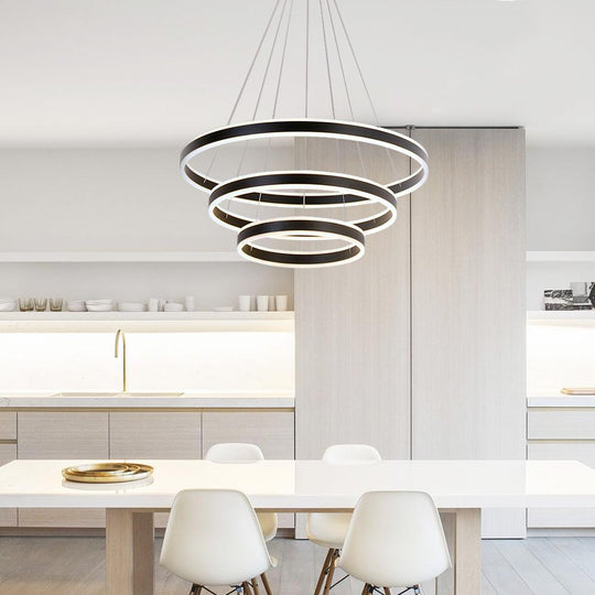 PendantLightia-Contemporary Minimalist Multi-Ring Led Circle Light-Pendants-1 Ring-White