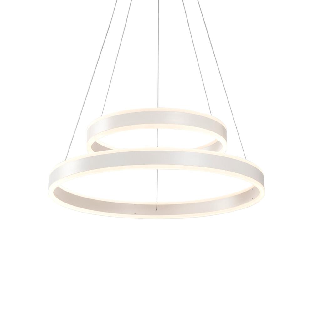 PendantLightia-Contemporary Minimalist Multi-Ring Led Circle Light-Pendants-2 Rings-White