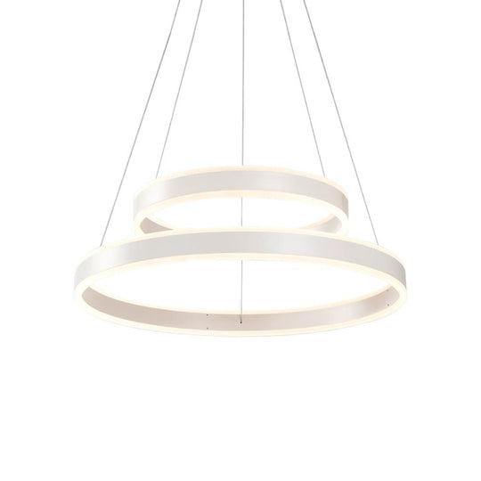 PendantLightia-Contemporary Minimalist Multi-Ring Led Circle Light-Pendants-2 Rings-White