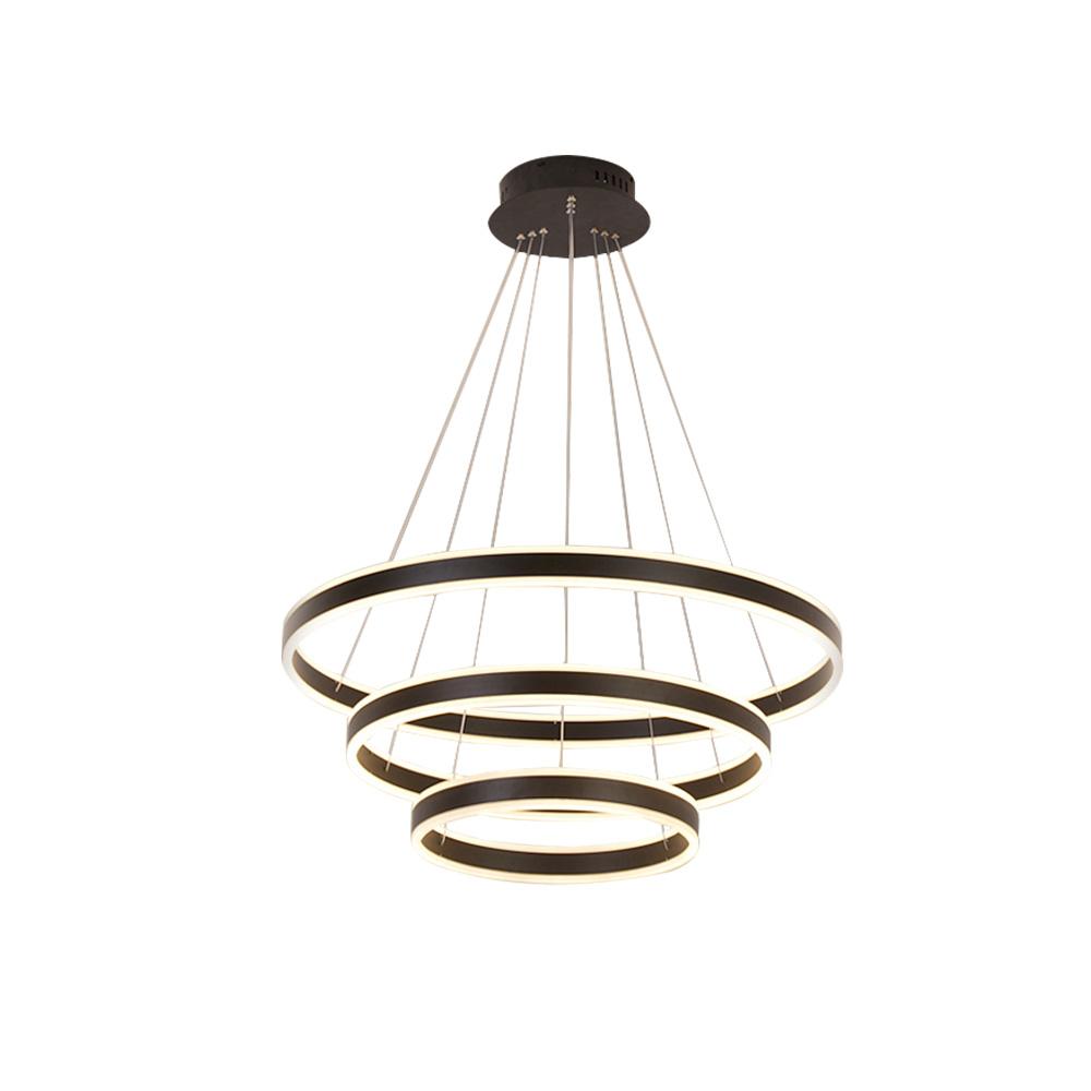 PendantLightia-Contemporary Minimalist Multi-Ring Led Circle Light-Pendants-3 Rings-Black