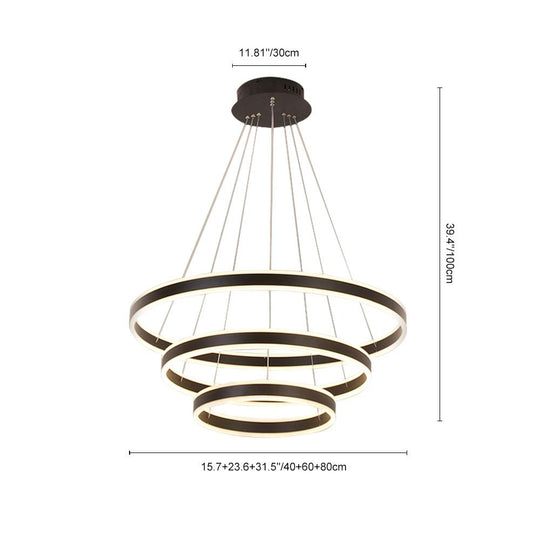 PendantLightia-Contemporary Minimalist Multi-Ring Led Circle Light-Pendants-3 Rings-White