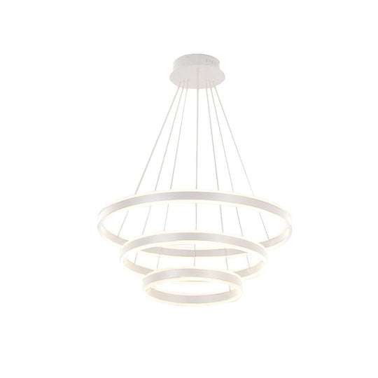 PendantLightia-Contemporary Minimalist Multi-Ring Led Circle Light-Pendants-3 Rings-White