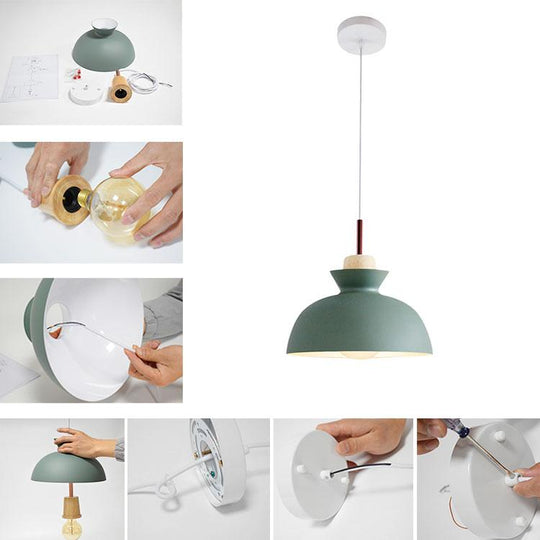 PendantLightia-Contemporary Single Hanging Dome Light-Pendants-White-