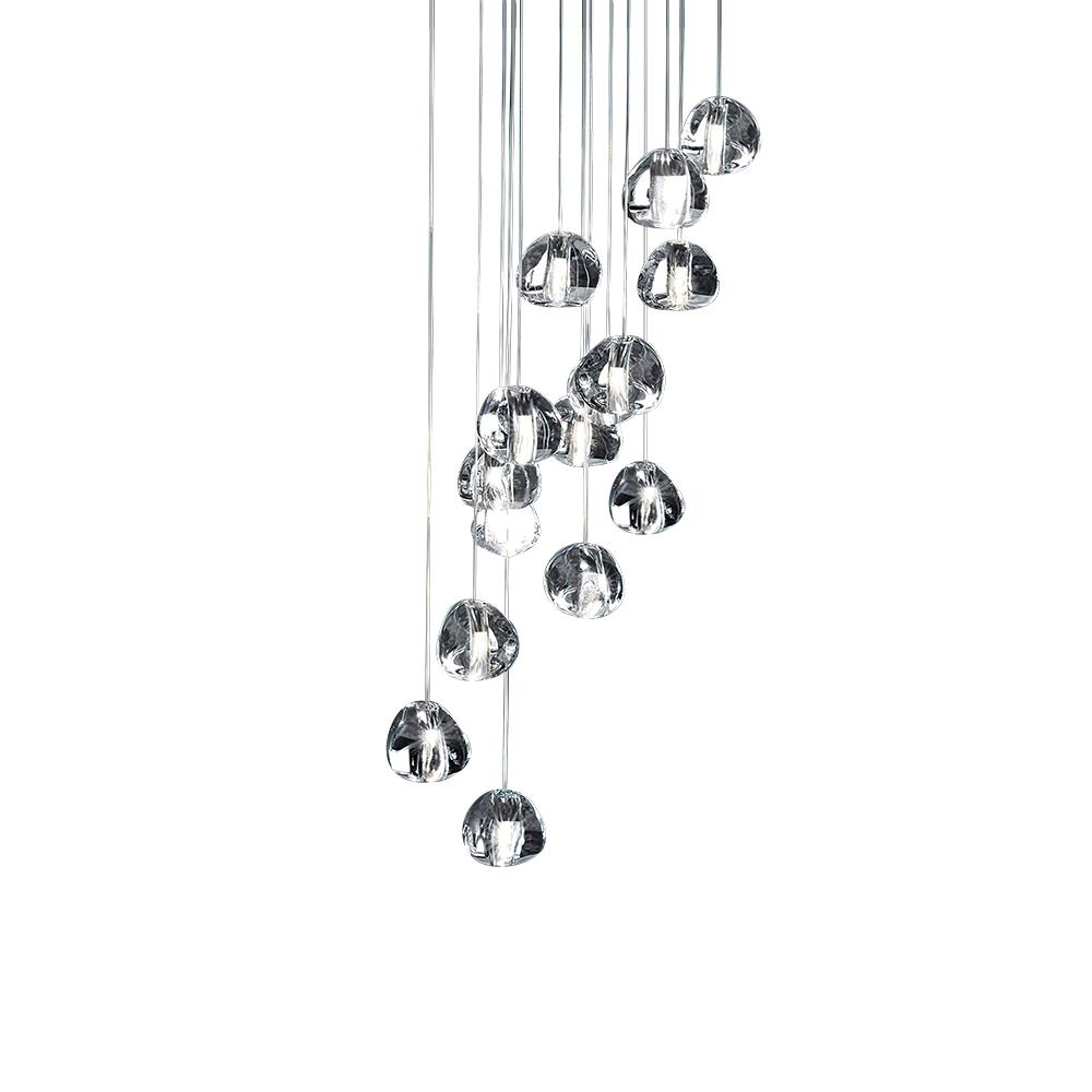 PendantLightia-Contemporary Waterfall Crystal Cluster Lights-Pendants-14Lt-