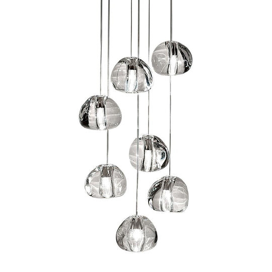 PendantLightia-Contemporary Waterfall Crystal Cluster Lights-Pendants-7 Lt-