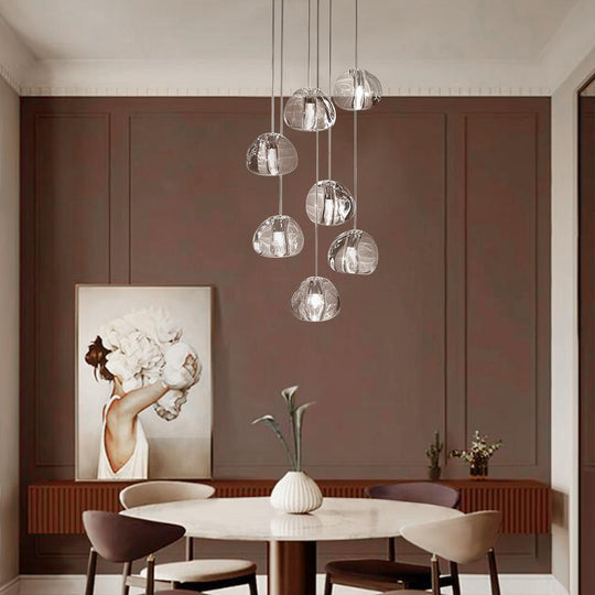 PendantLightia-Contemporary Waterfall Crystal Cluster Lights-Pendants-7 Lt-