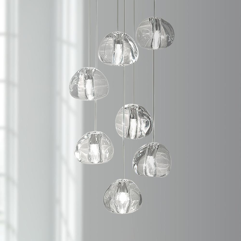 PendantLightia-Contemporary Waterfall Crystal Cluster Lights-Pendants-7 Lt-