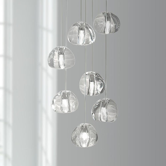 PendantLightia-Contemporary Waterfall Crystal Cluster Lights-Pendants-7 Lt-