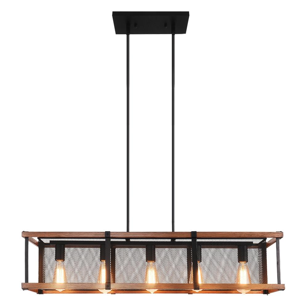 PendantLightia-Kitchen Island Rectangular Farmhouse Chandelier-Chandeliers-Default Title-