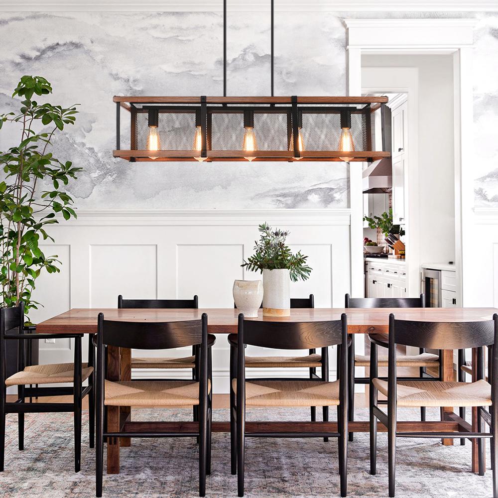 PendantLightia-Kitchen Island Rectangular Farmhouse Chandelier-Chandeliers-Default Title-