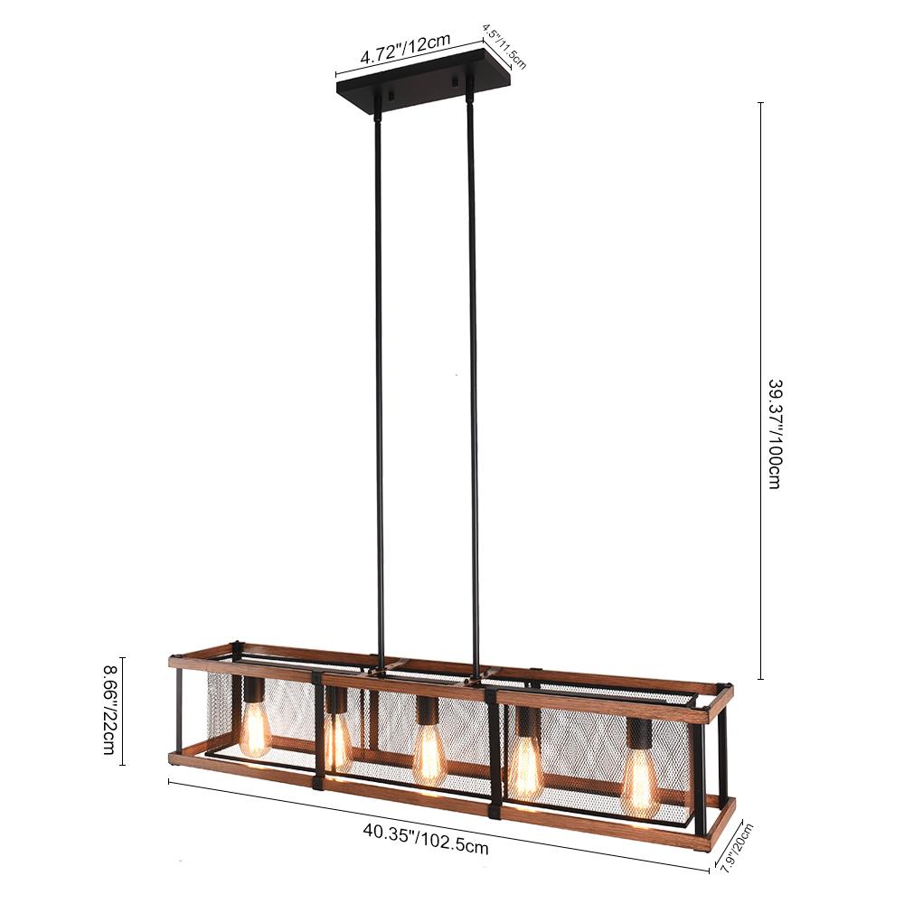 PendantLightia-Kitchen Island Rectangular Farmhouse Chandelier-Chandeliers-Default Title-