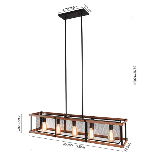 PendantLightia-Kitchen Island Rectangular Farmhouse Chandelier-Chandeliers-Default Title-