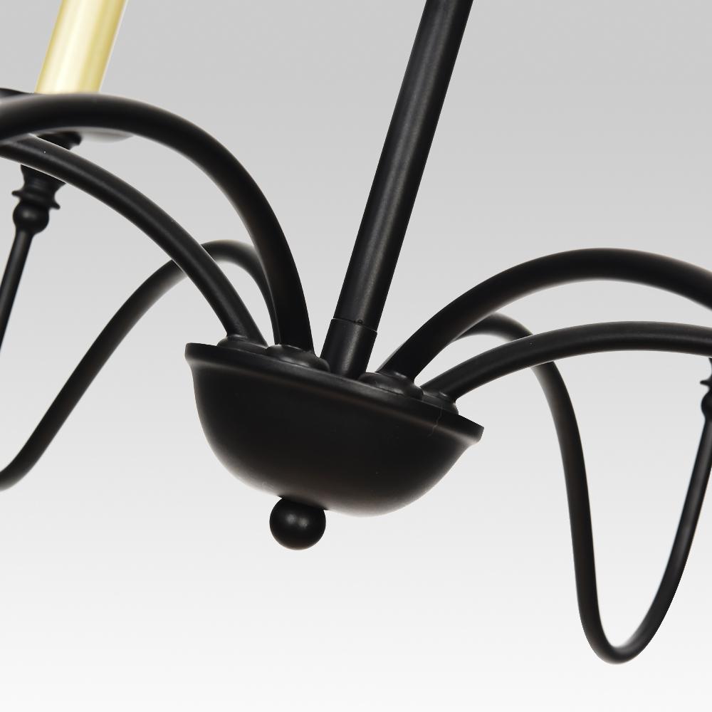 PendantLightia-Mid-Century 6-Light Candle Chandelier-Chandeliers-Black-
