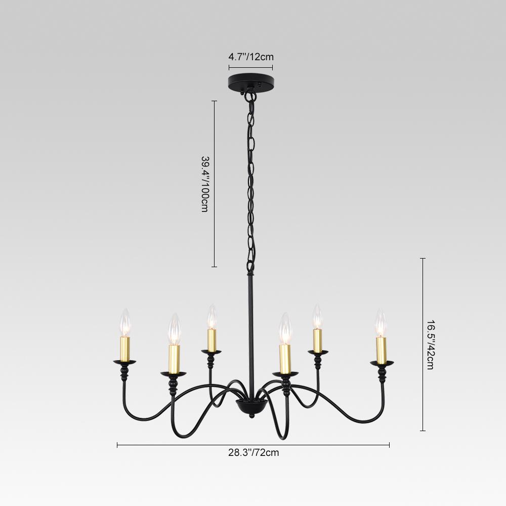 PendantLightia-Mid-Century 6-Light Candle Chandelier-Chandeliers-Black-