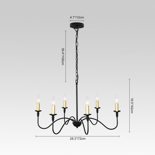 PendantLightia-Mid-Century 6-Light Candle Chandelier-Chandeliers-Black-